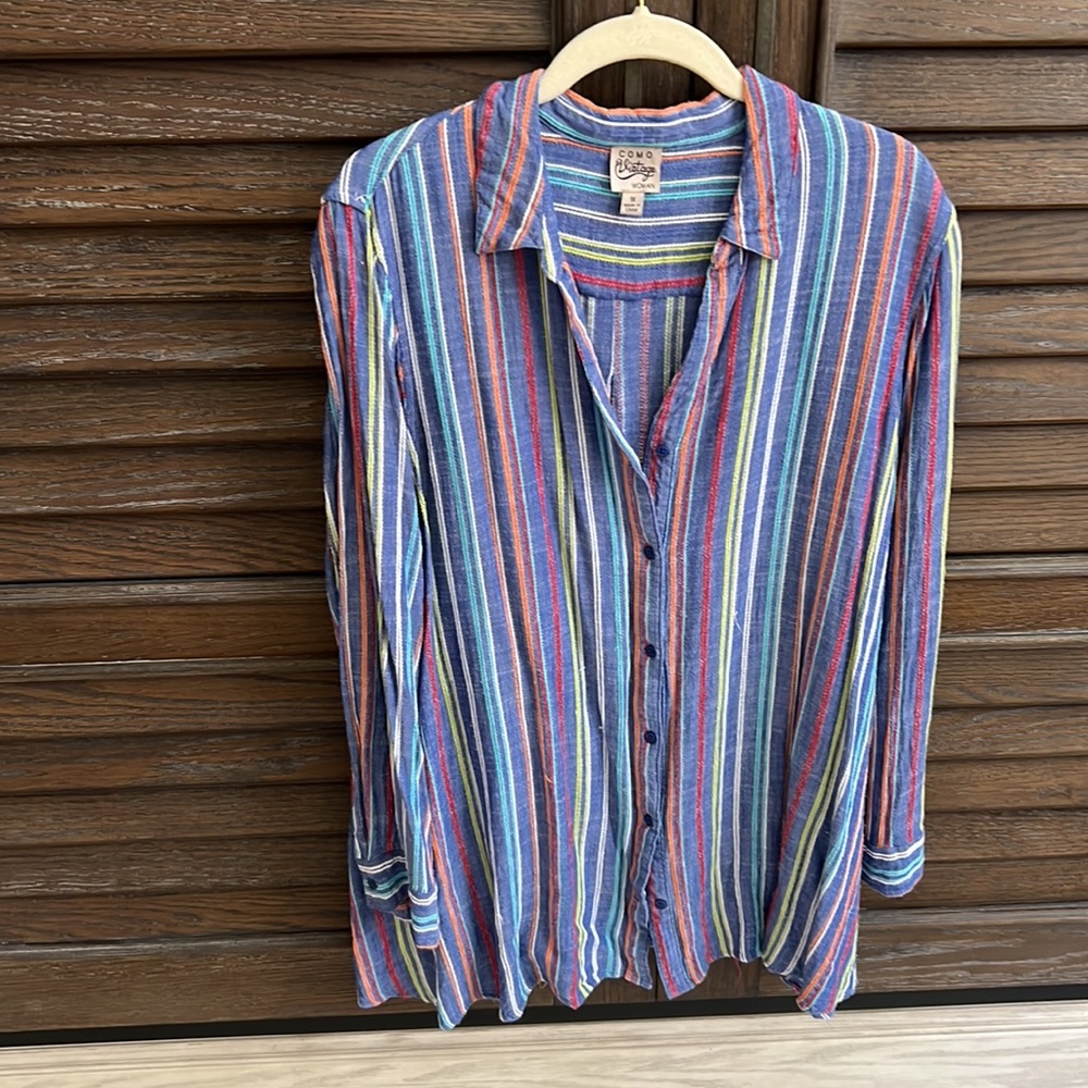 Como vintage striped button down top size 1x
